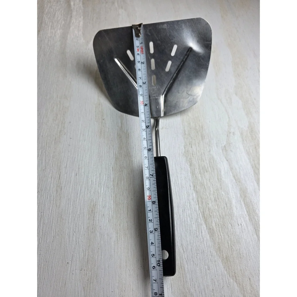 Vintage Ekco Flint Stainless Steel Slotted Spatula Black Handle Turner 10.5in
